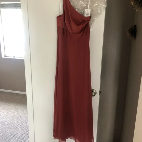 david's bridal rust bridesmaid dresses Simple Long Discount Rust Bridesmaid Dresses Sheath Wedding Guest Dress US22W / Custom Color